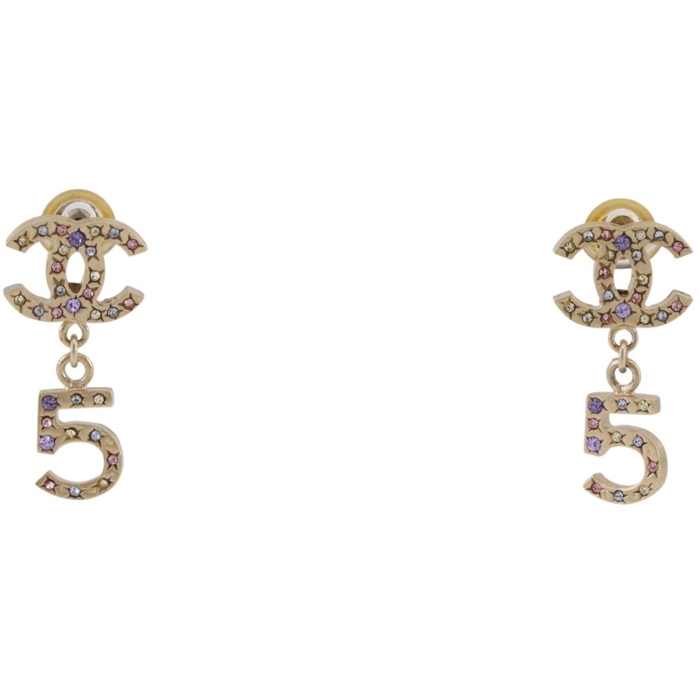 CHANEL Gold Logo Earrings